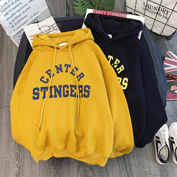 Zuolunouba High Street Knit Hooded Letter Lady Fleece Pullovers Ins Style Add Velvet Thick Sweater Women Autumn Winter Clothes